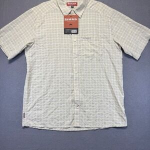 SIMMS Morada SS Shirt Pale Khaki Plaid UPF 30+ Sun Protection Fishing Men's XXL